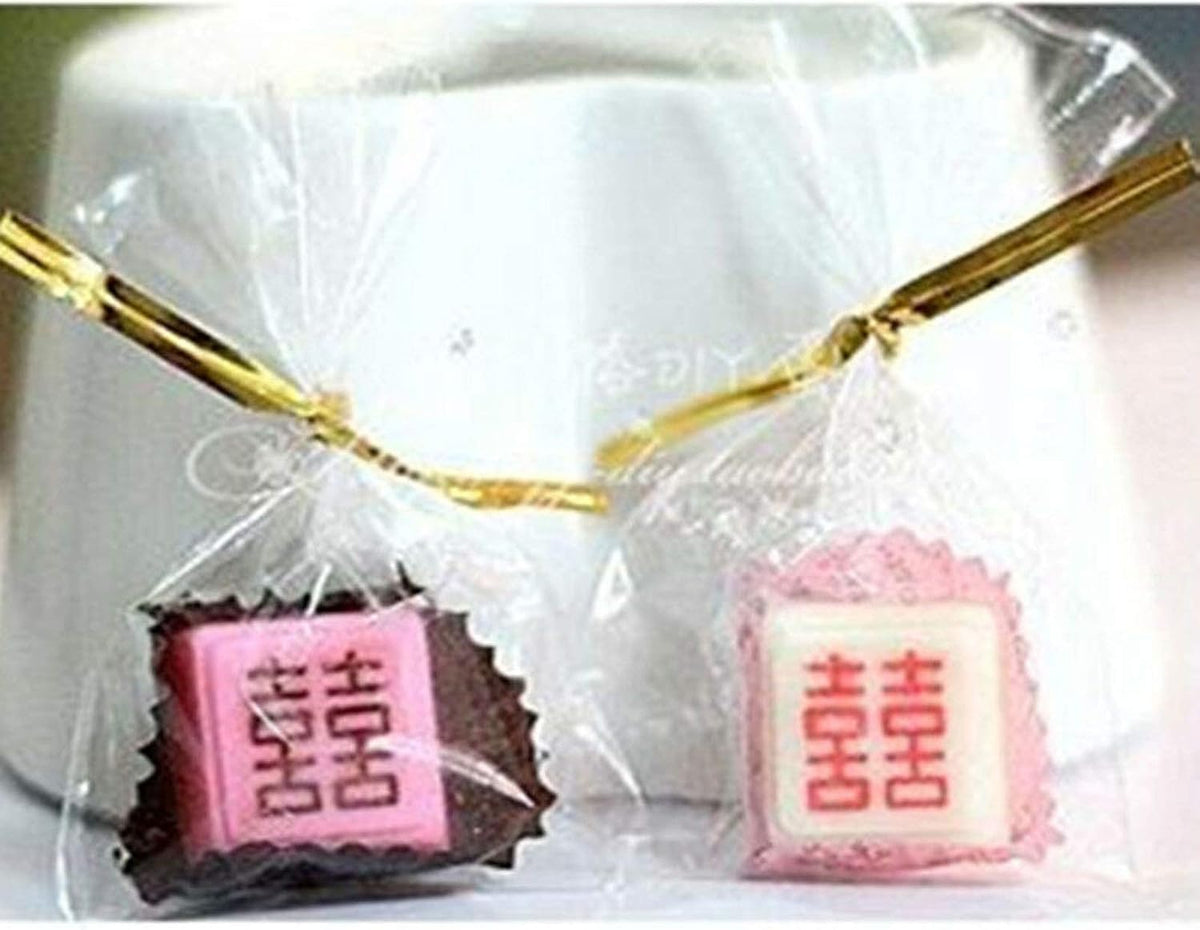 19334 / Chinese Double Happiness Square Chocolate Mold – 24 Cavity Diy Candy Mold