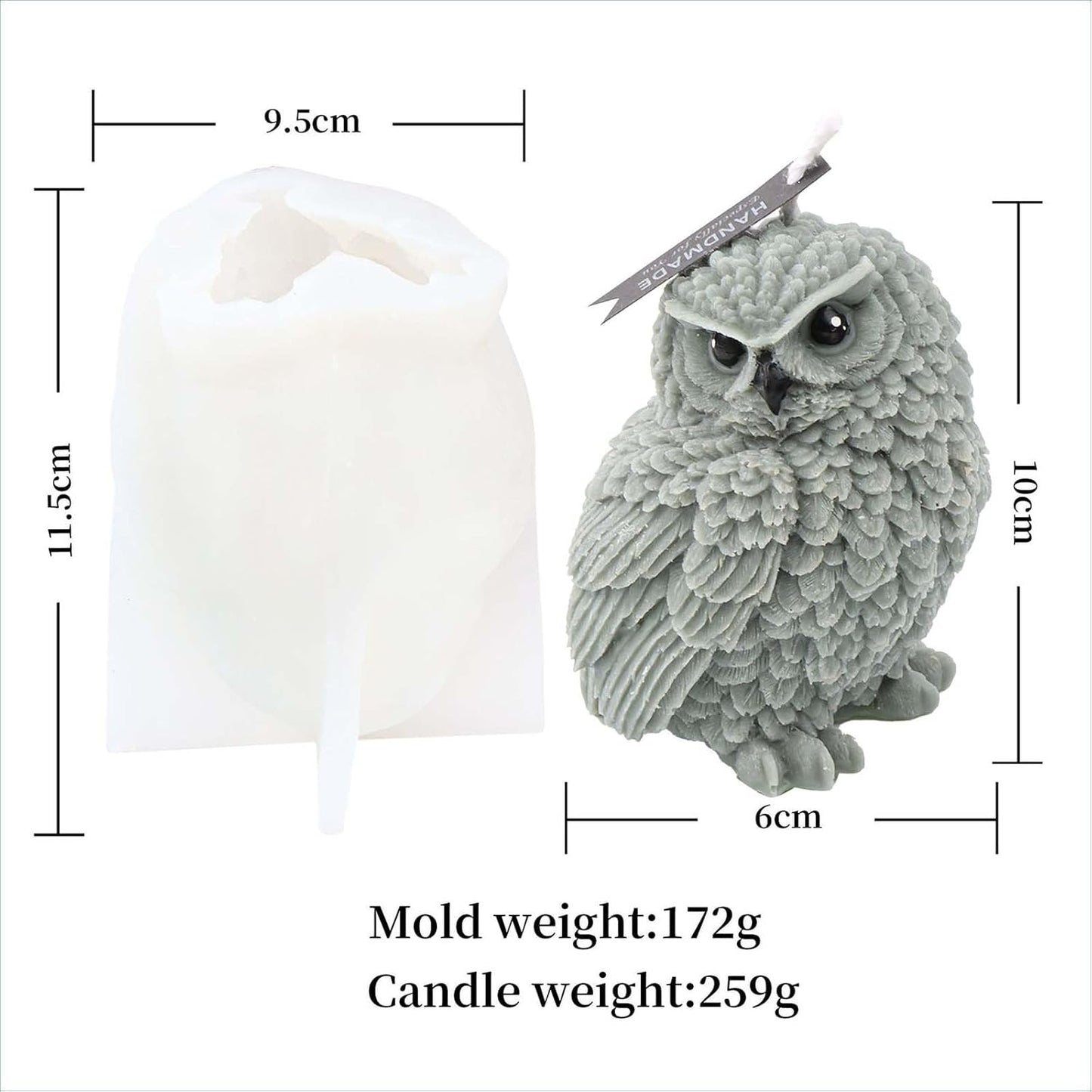 F18-SXY291 owl candle mold