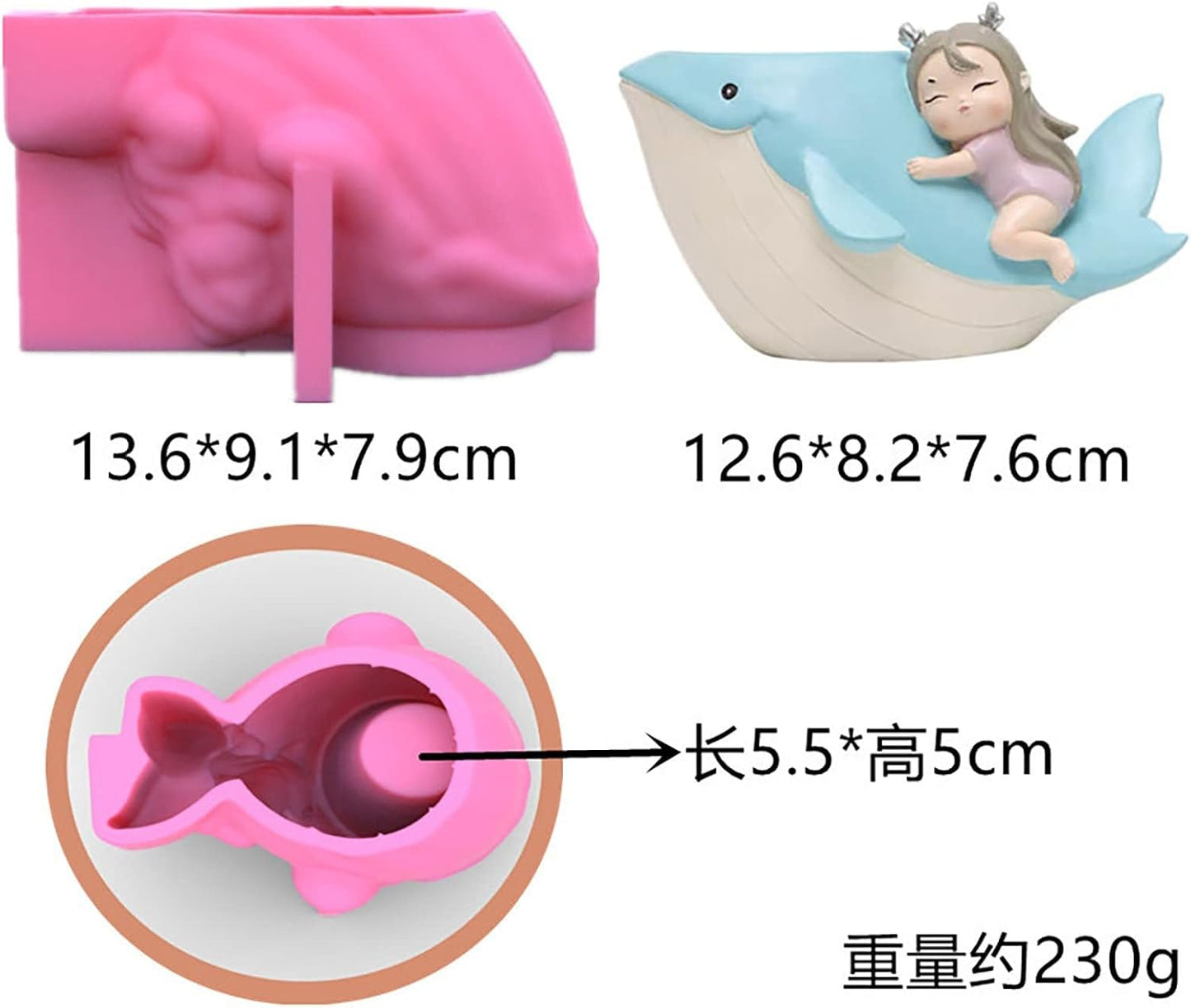 F19-G36 flower pot molds girl riding blue whale
