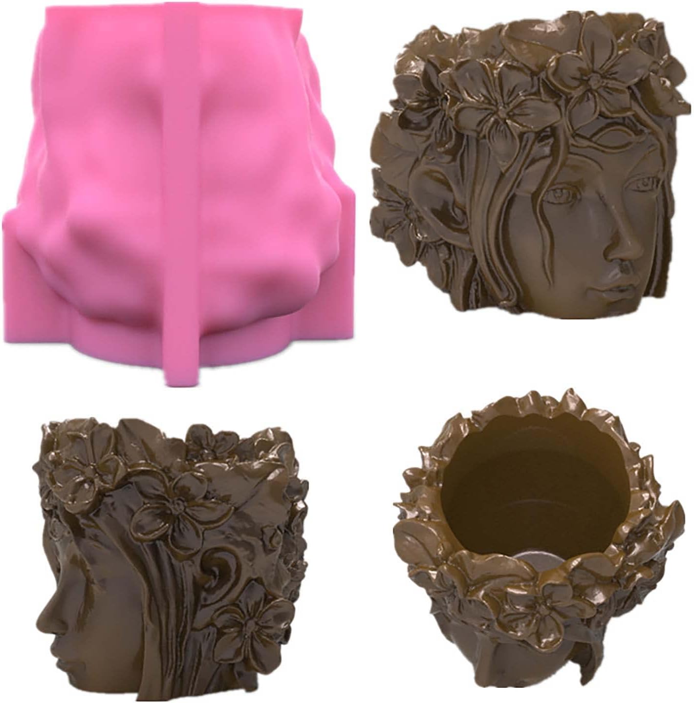 F19-G61 cement mold beauty face with garland