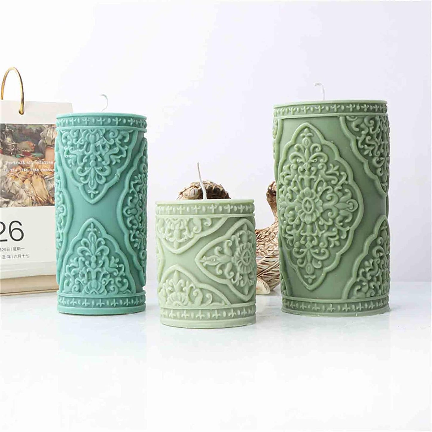 F20-ZH025 silicone pillar candle molds totem Pattern