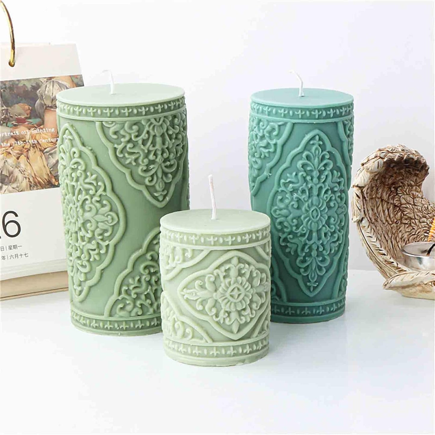 F20-ZH025 silicone pillar candle molds totem Pattern