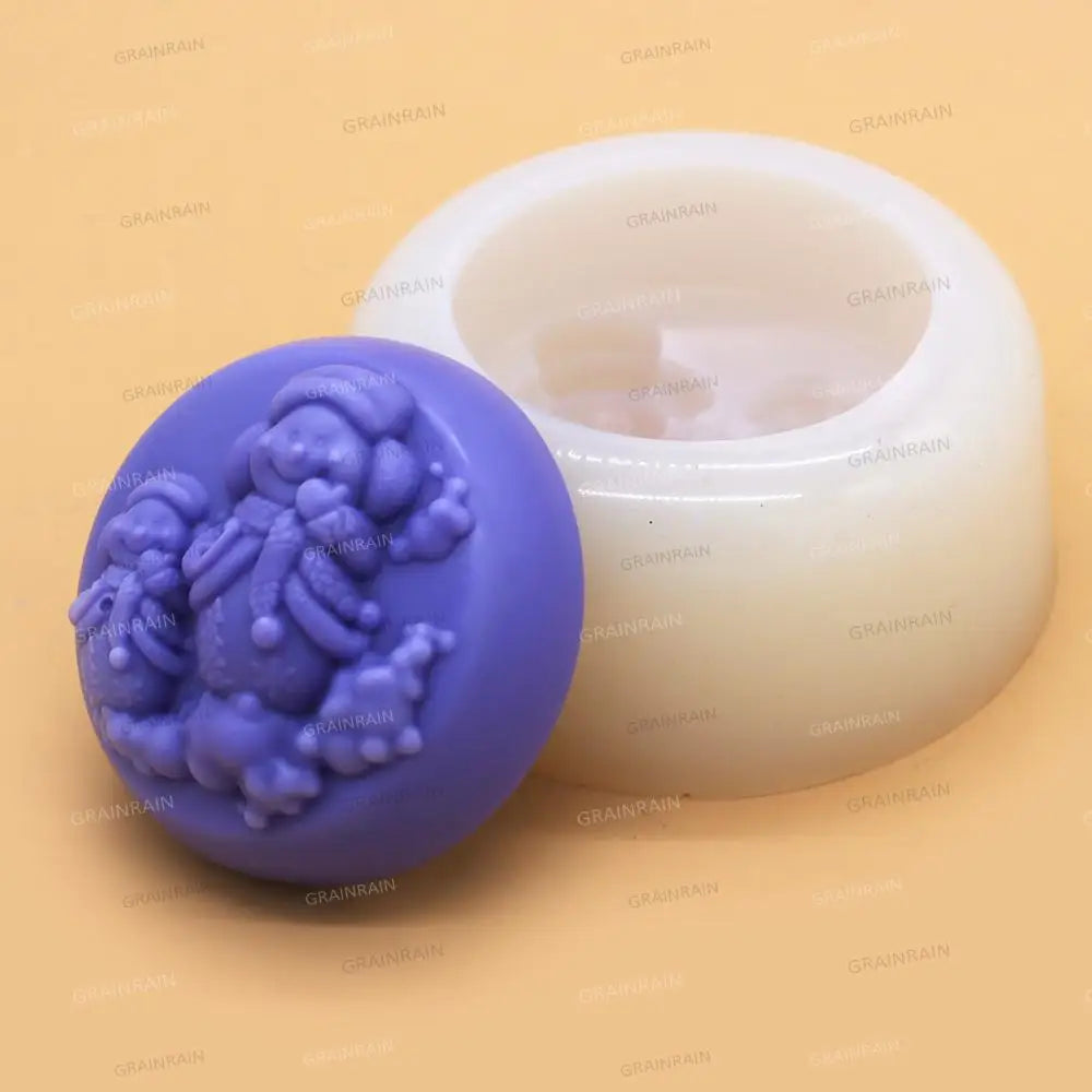 Grainrain Snowman Soap Mold Silicone Christmas Soap Making Mould Candle DIY Handmade Mold