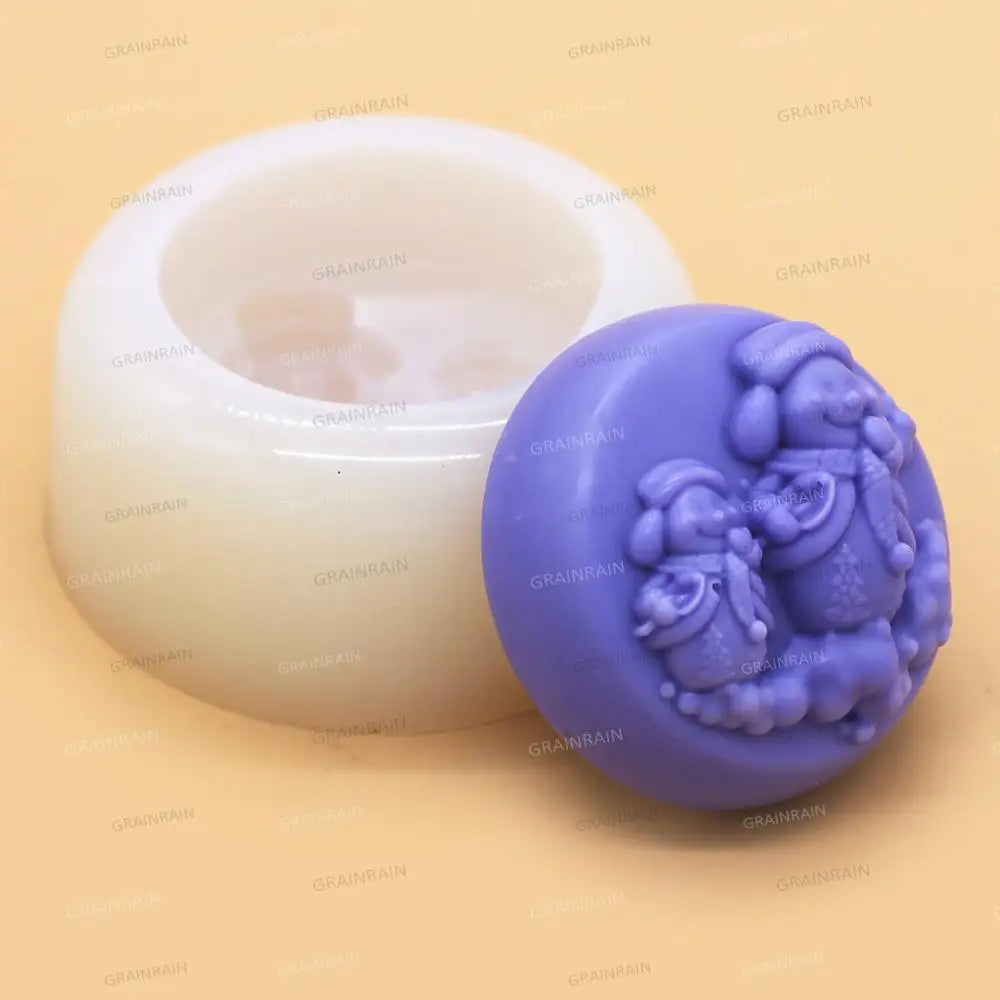 Grainrain Snowman Soap Mold Silicone Christmas Soap Making Mould Candle DIY Handmade Mold