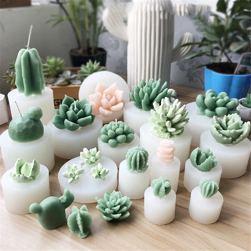 Succulent Plants Candle Mould Flower Soap Silicon Molds Soap Making Mold Handmade Craft Resin