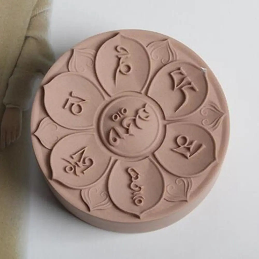 Grainrain Om Mani Padme Hum Soap Mold Silicone Craft Candle Resin DIY Handmade Mold Round
