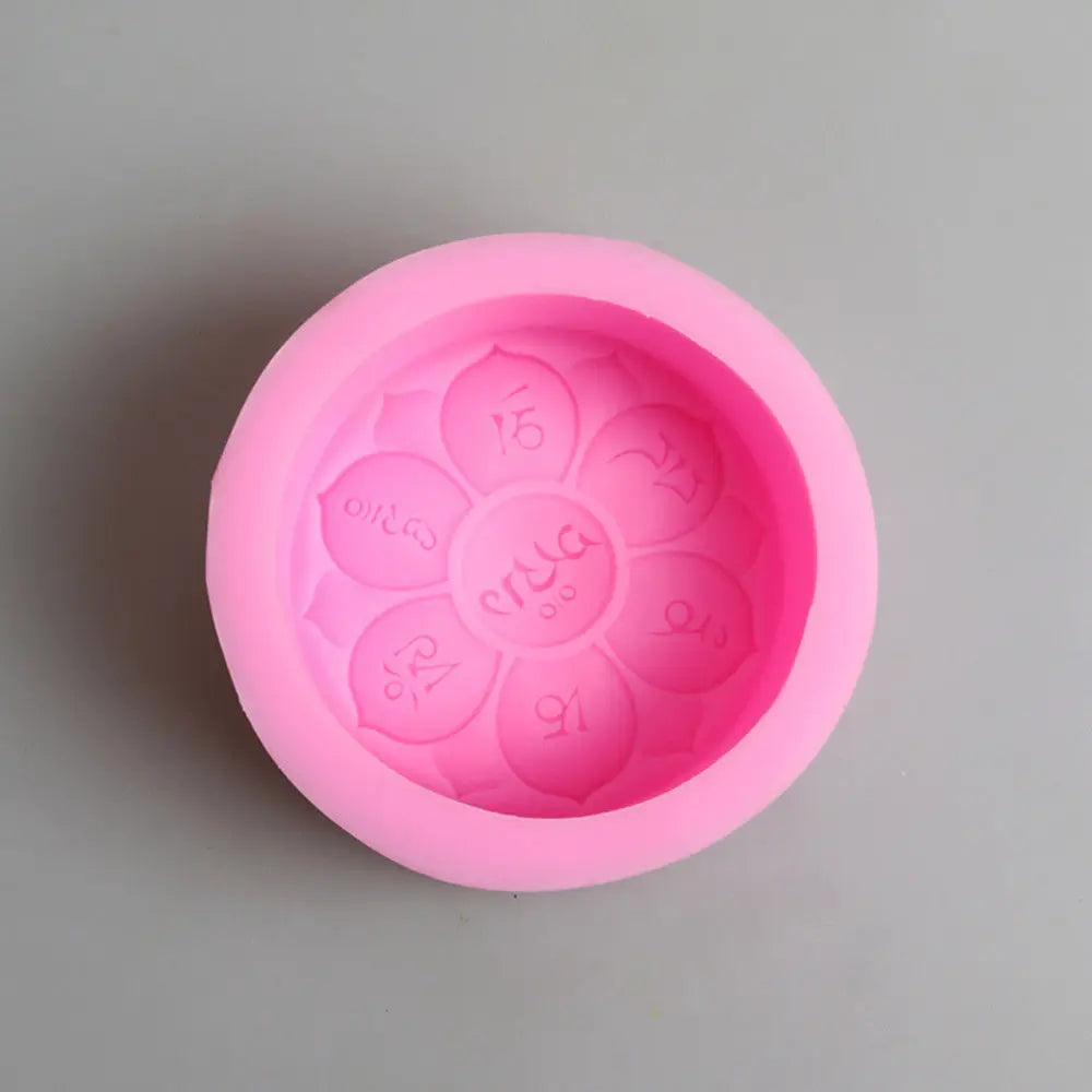 Grainrain Om Mani Padme Hum Soap Mold Silicone Craft Candle Resin DIY Handmade Mold Round