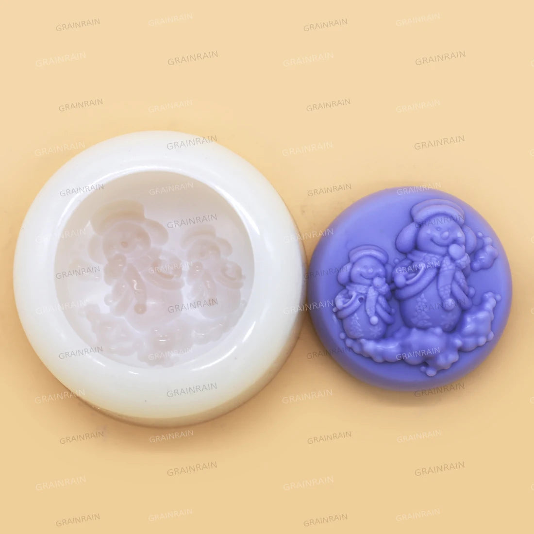 Grainrain Snowman Soap Mold Silicone Christmas Soap Making Mould Candle DIY Handmade Mold