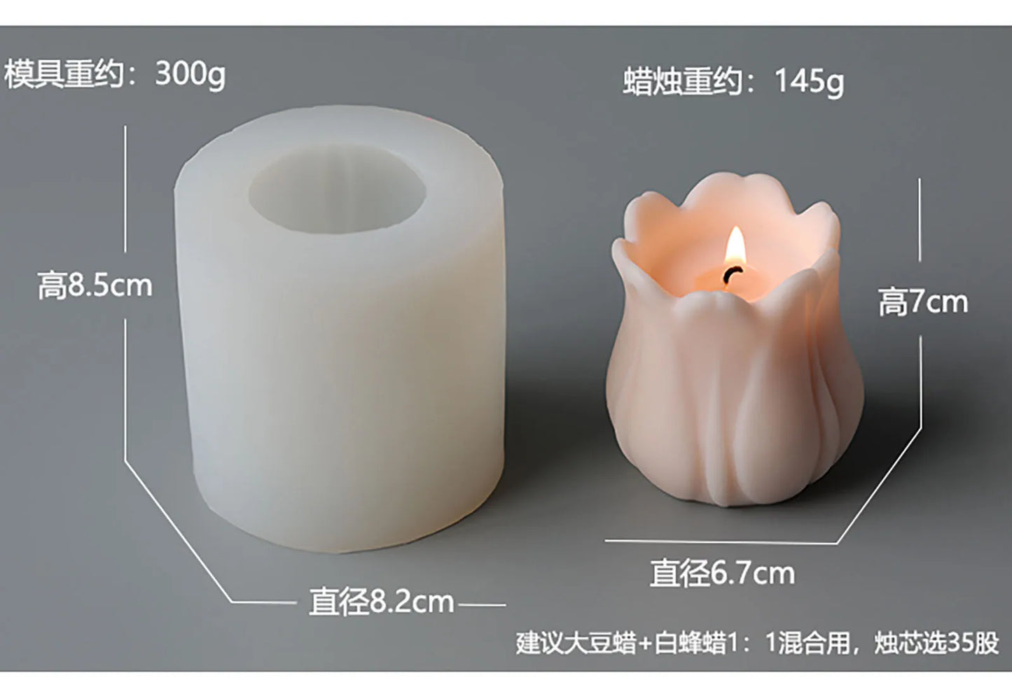3D Candle Molds Pillar Silicone Soap Mold Tulip DIY Craft Handmade Wax Mould