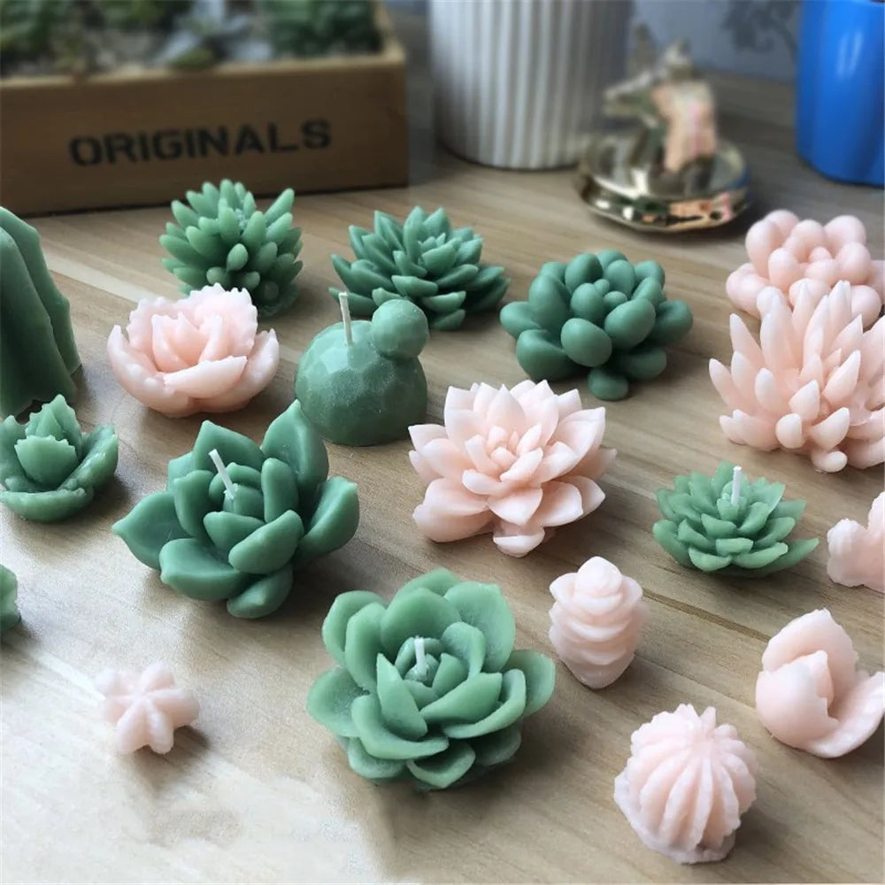 Succulent Plants Candle Mould Flower Soap Silicon Molds Soap Making Mold Handmade Craft Resin