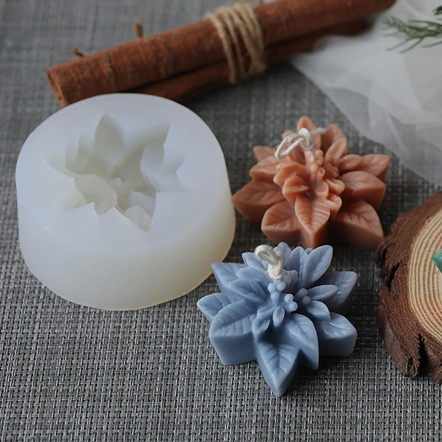 3D Candle Molds Pillar Silicone Soap Mold Flower DIY Handmade Craft Wax Moulds