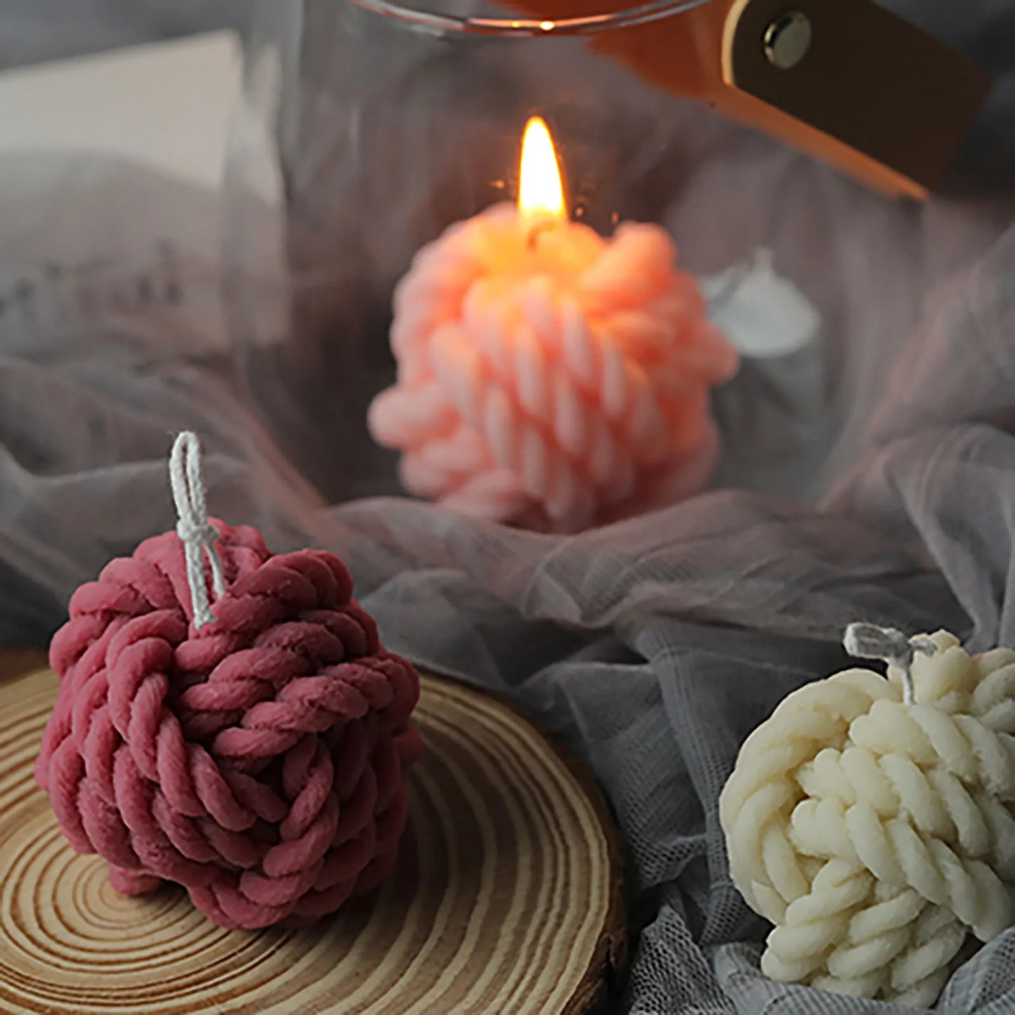 3D Candle Molds Pillar Silicone Soap Mold Wool Ball DIY Craft Handmade Wax Mould
