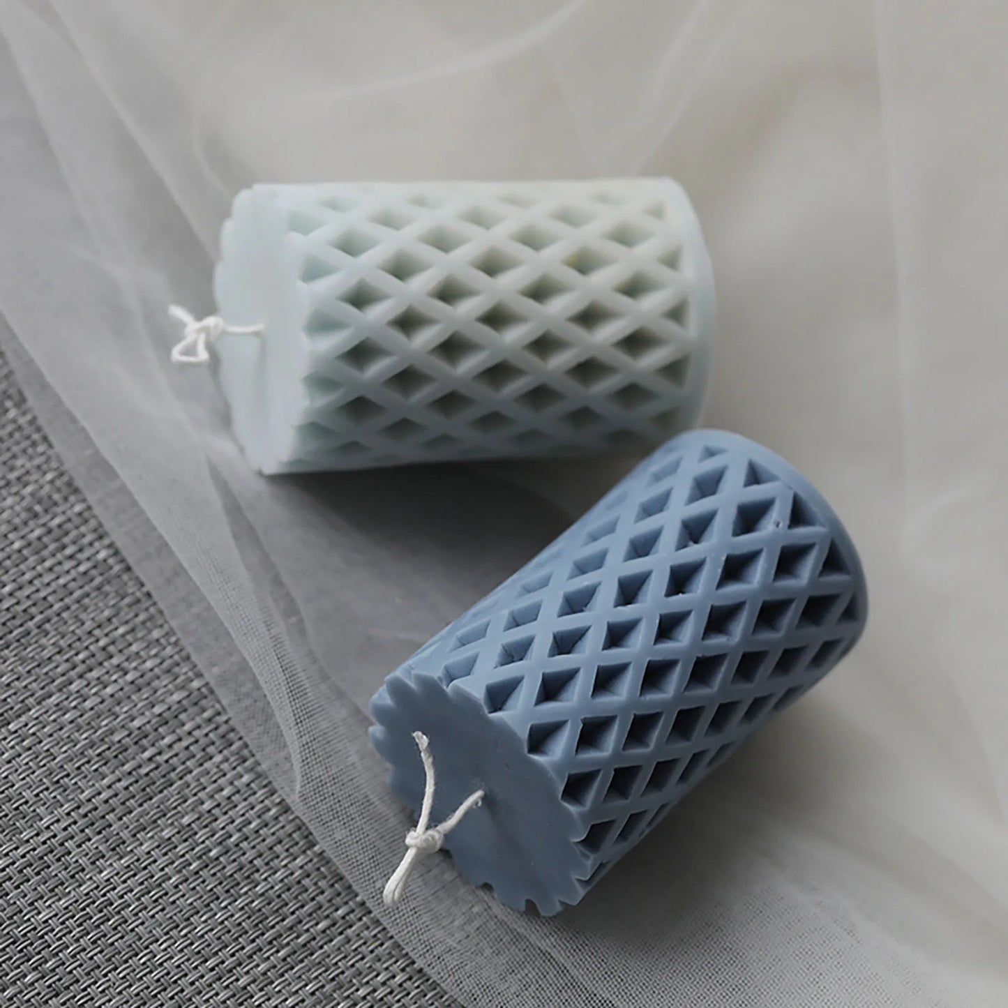 3D Candle Molds Pillar Silicone Soap Mold Grid DIY Handmade Craft Wax Moulds