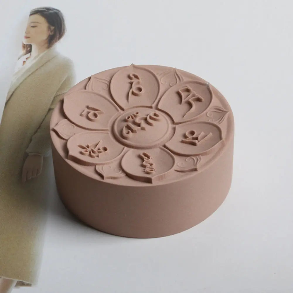 Grainrain Om Mani Padme Hum Soap Mold Silicone Craft Candle Resin DIY Handmade Mold Round