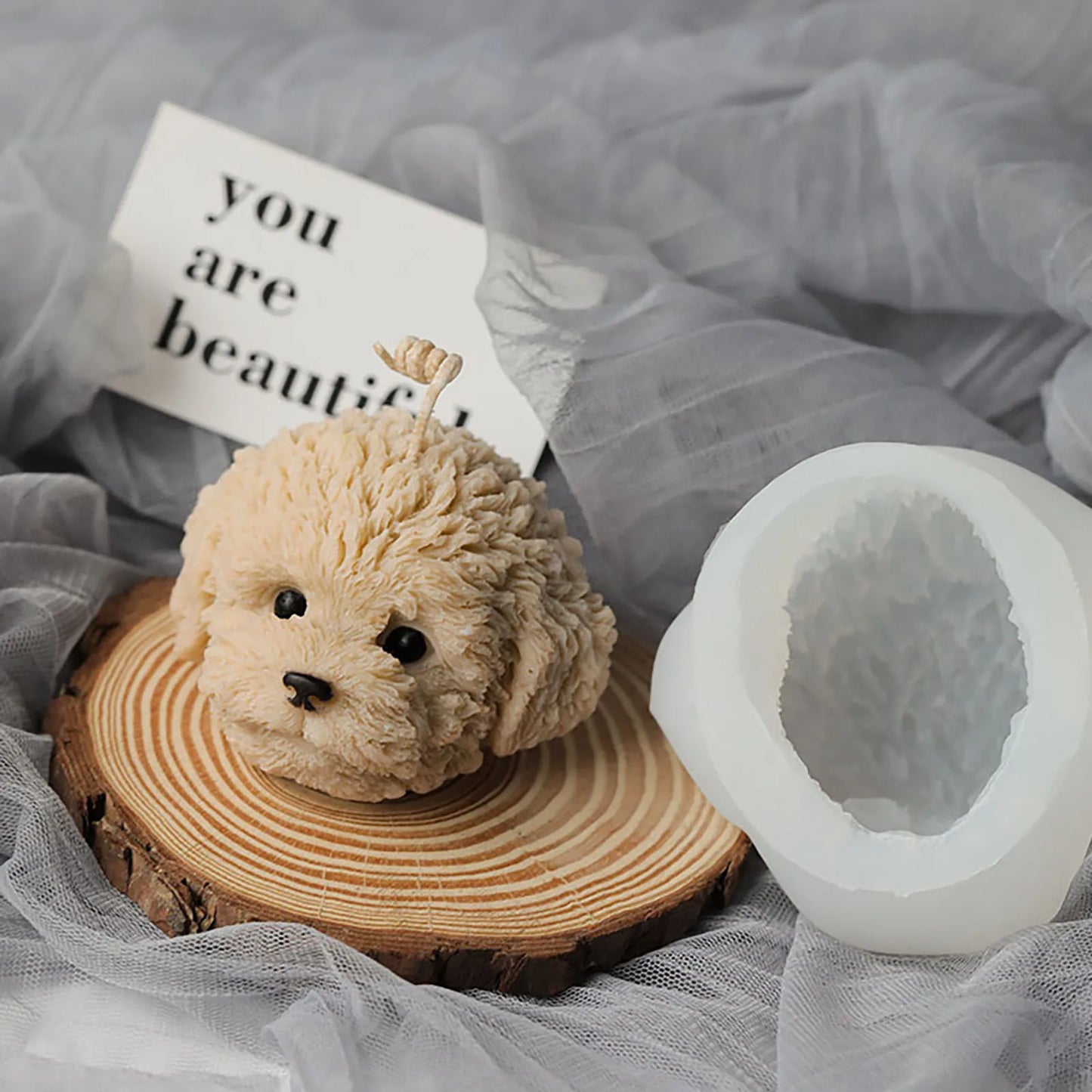3D Candle Molds Pillar Silicone Soap Mold Dog DIY Craft Handmade Wax Mould