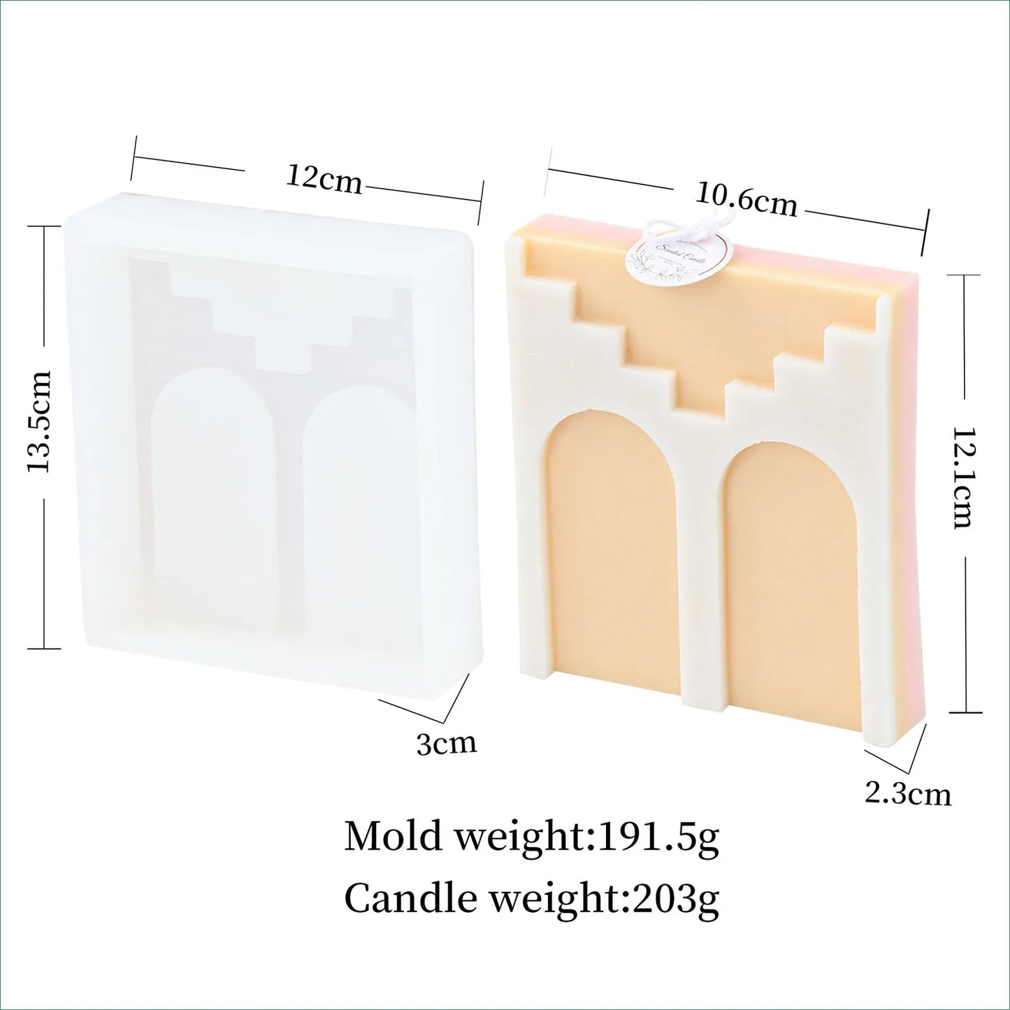 Square Brick Wall Arch 3D Candle Mold Silicone Soap Making Craft Soy Wax Mould