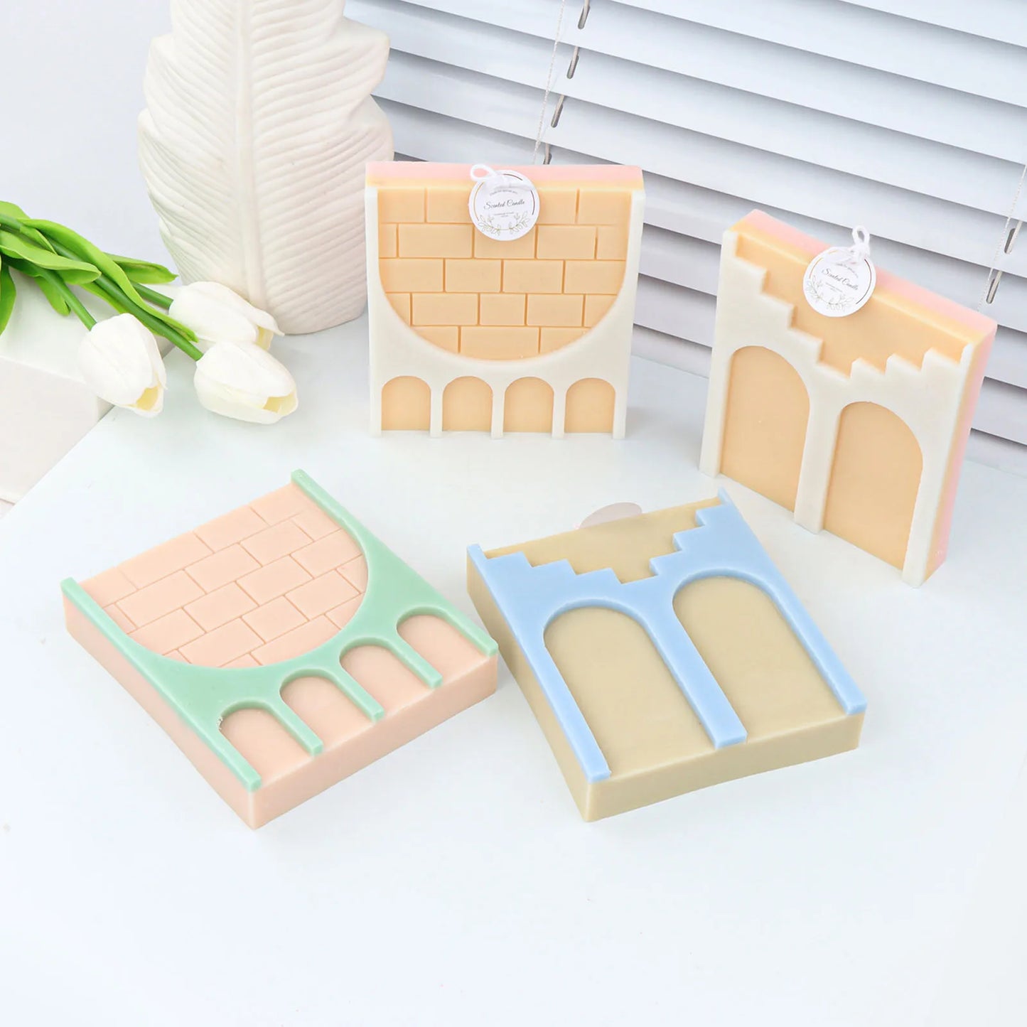Square Brick Wall Arch 3D Candle Mold Silicone Soap Making Craft Soy Wax Mould