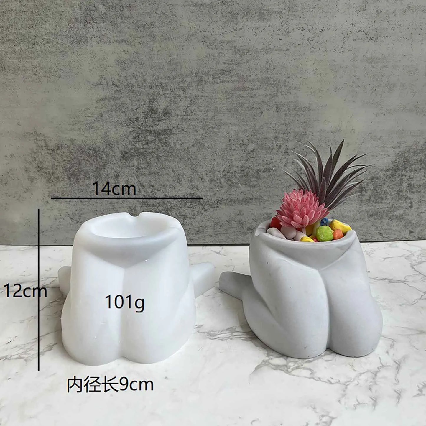 Body Handmade Concrete Flower Pot Silicone Planter Mould Ashtray Cement Mold