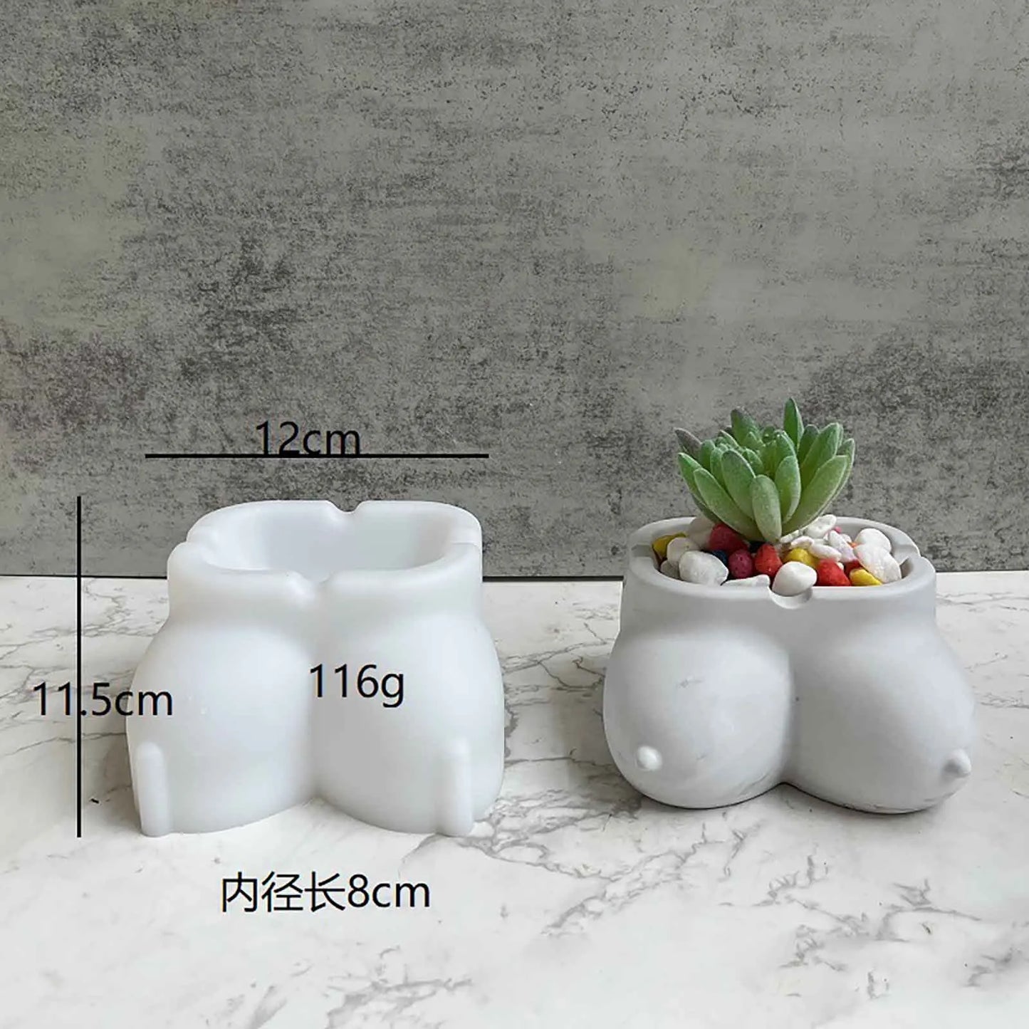 Body Handmade Concrete Flower Pot Silicone Planter Mould Ashtray Cement Mold
