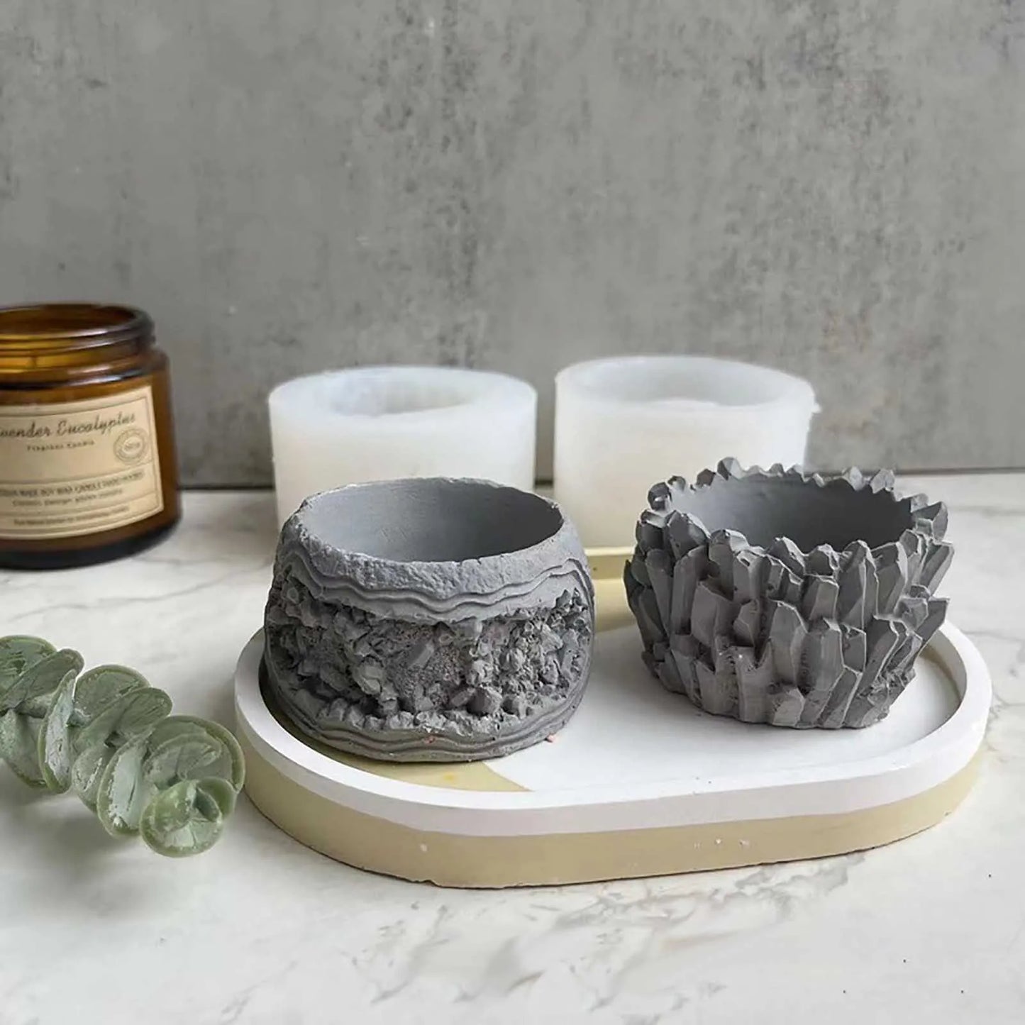 Concrete Succulent Flower Pot Round Cement Mold Handmade Silicone Planter Mould