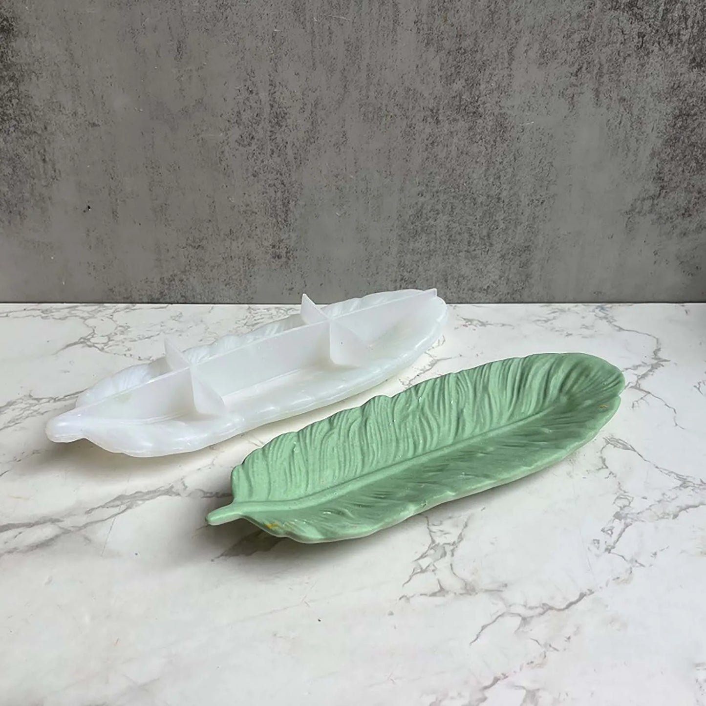 DIY Feather Silicone Cement Mold Concrete Tray Mold Trinket Plates Dish Mould