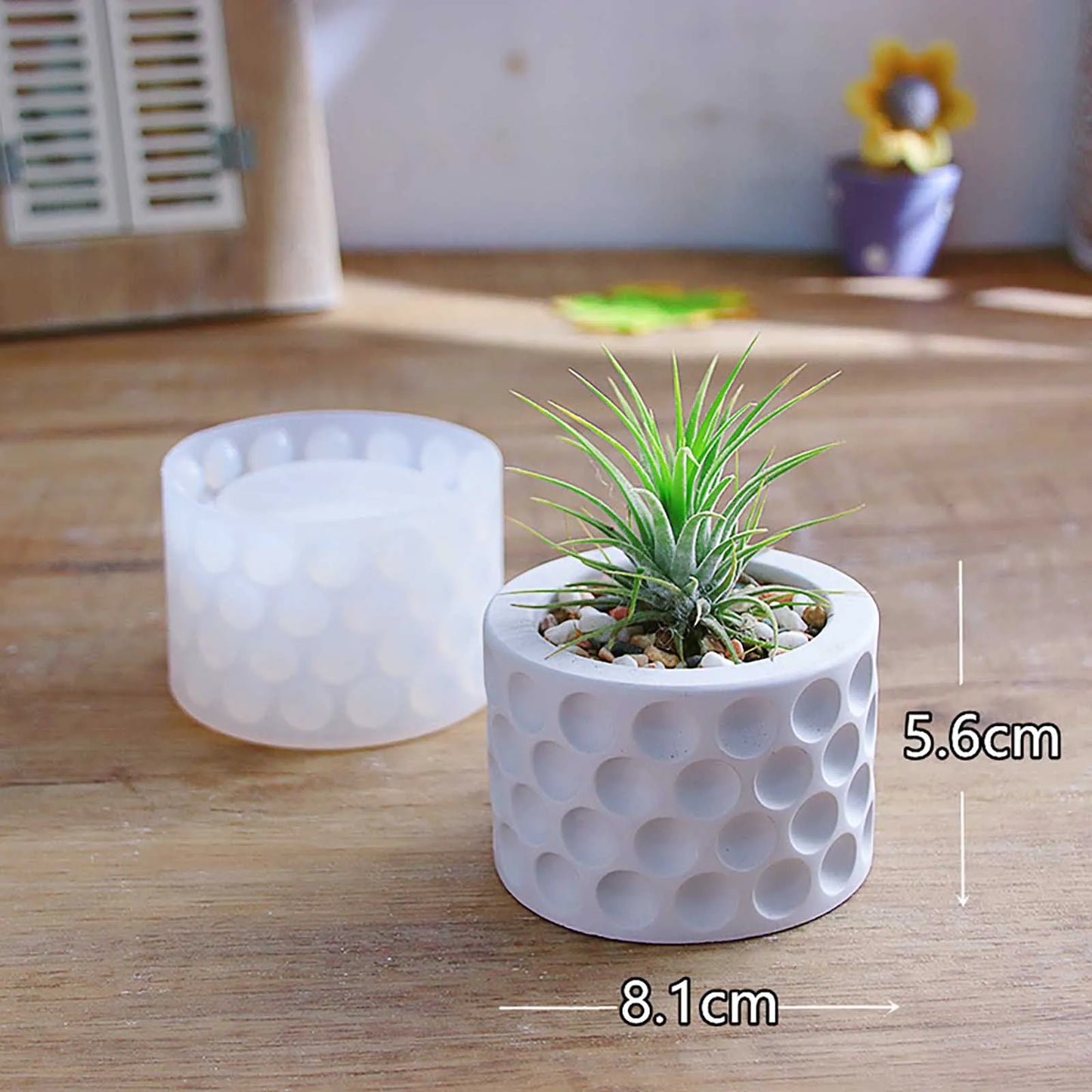 Round Cement Mold Handmade Concrete Succulent Flower Pot Silicone Planter Mould