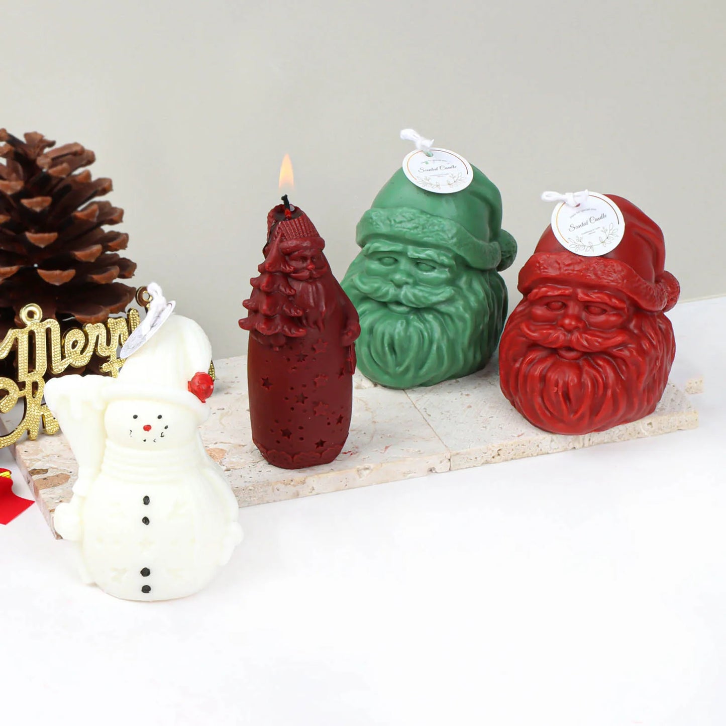 3D Silicone Candle Mold Making Handmade Chirstmas Santa Snowman Wax Soap Mould