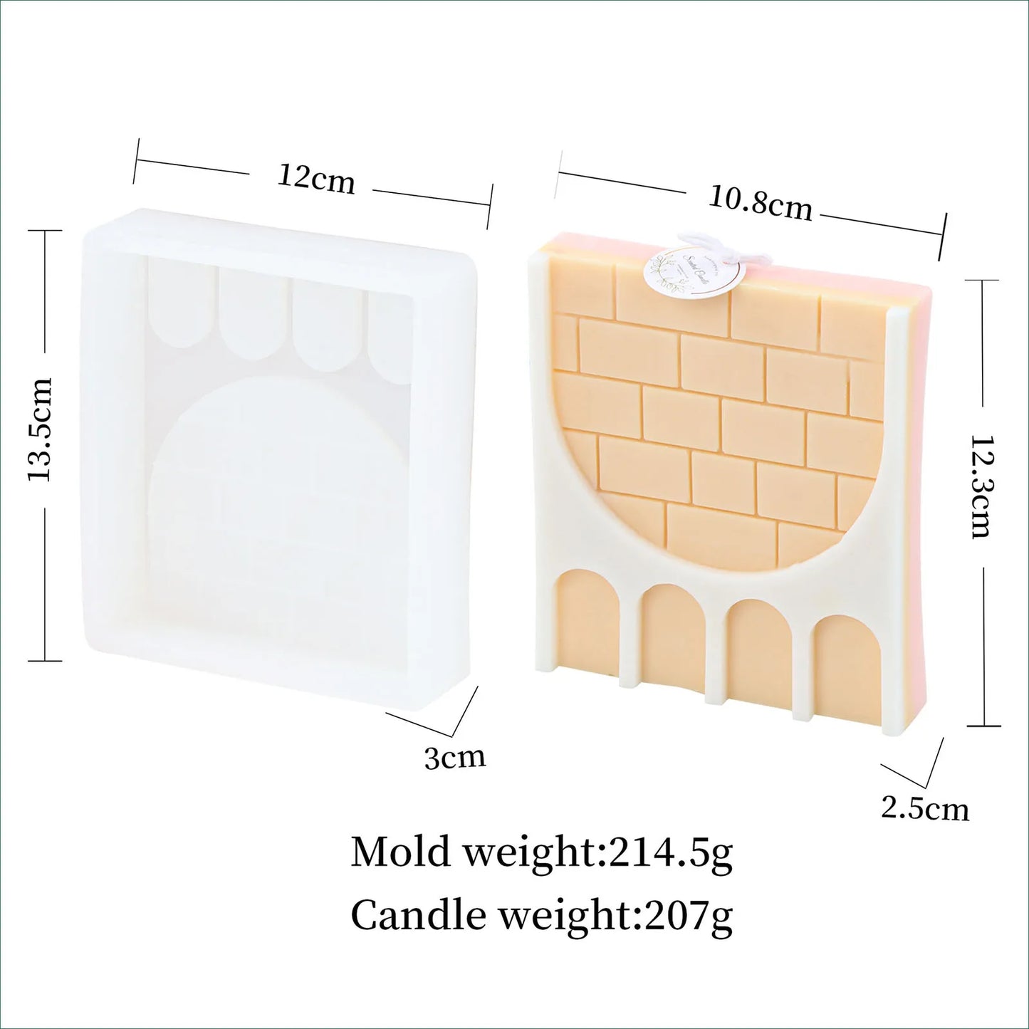 Square Brick Wall Arch 3D Candle Mold Silicone Soap Making Craft Soy Wax Mould