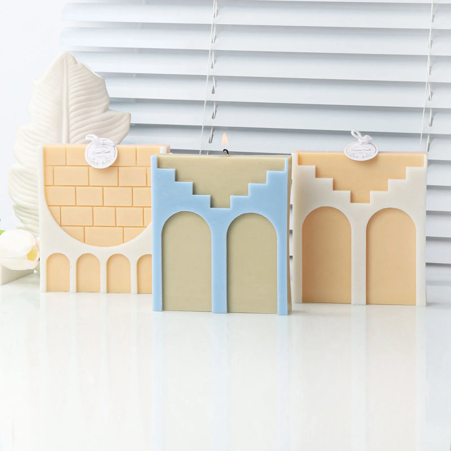 Square Brick Wall Arch 3D Candle Mold Silicone Soap Making Craft Soy Wax Mould