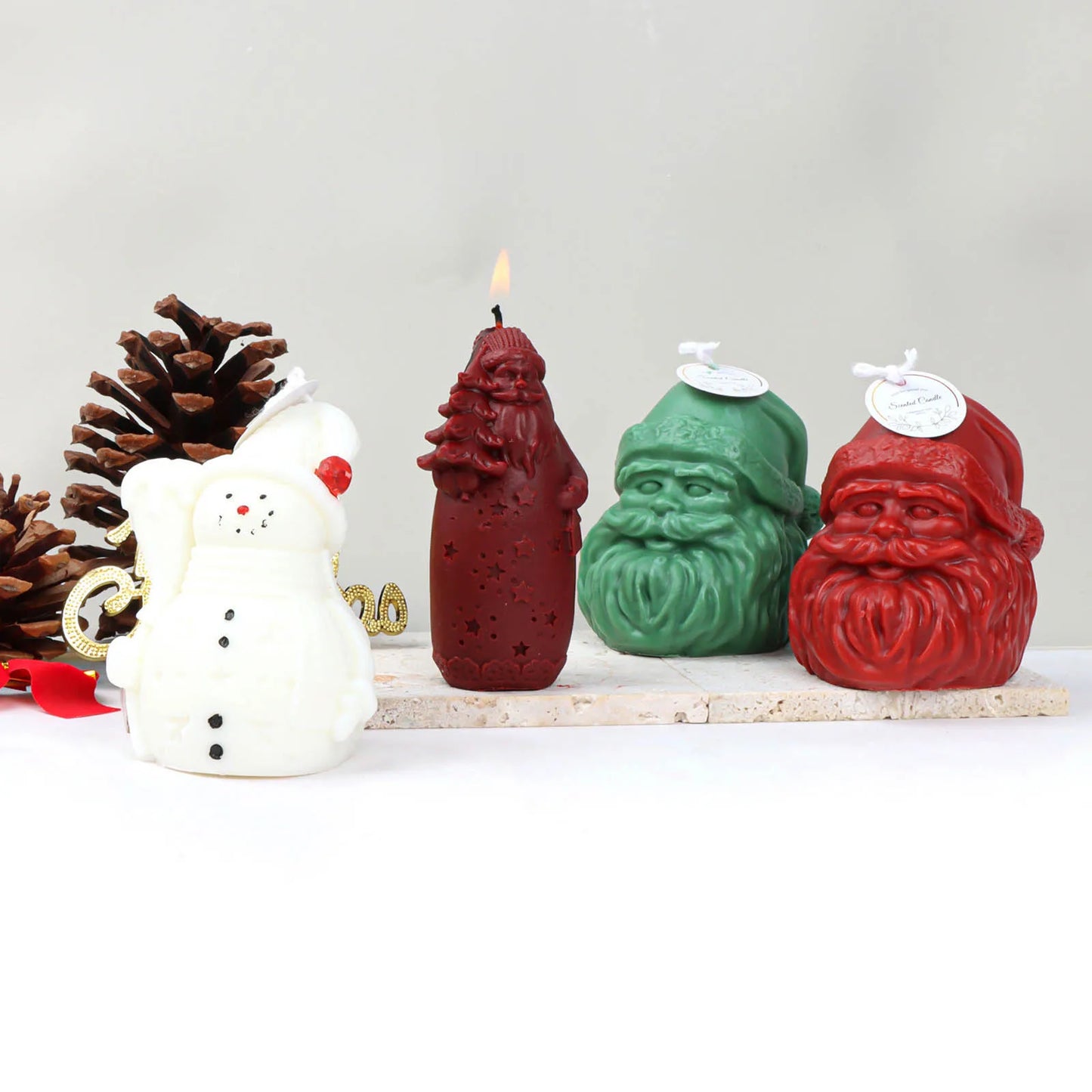3D Silicone Candle Mold Making Handmade Chirstmas Santa Snowman Wax Soap Mould