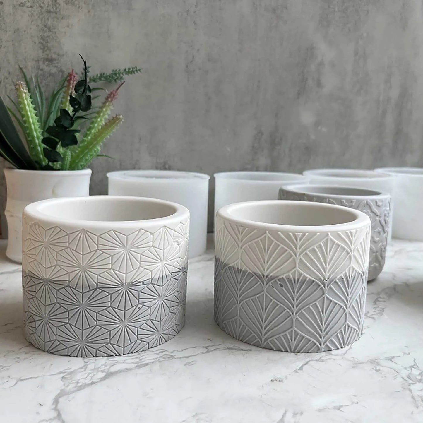Round Cement Mold Handmade Concrete Succulent Flower Pot Silicone Planter Mould
