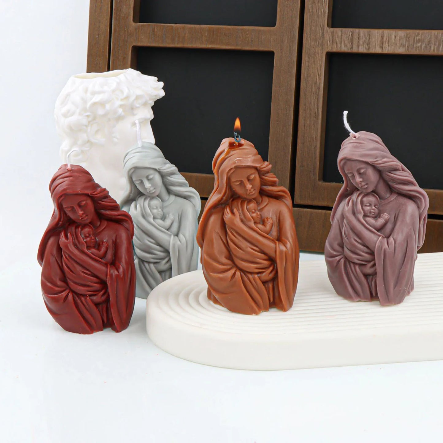 Virgin and Son 3D Candle Mold Mary Silicone Soap Making Craft Soy Wax Mould