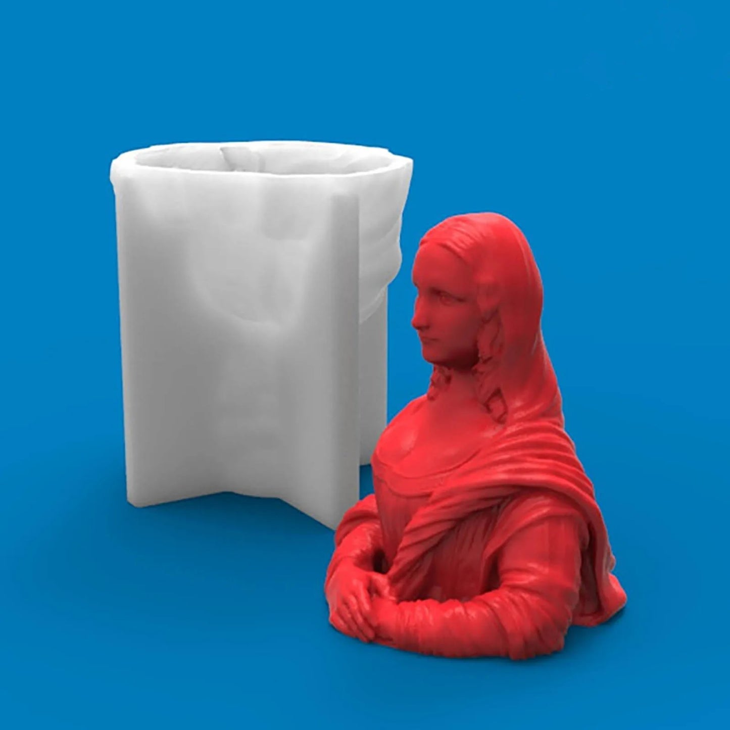 3D Candle Molds Pillar Silicone Soap Mold Mona Lisa Handmade Craft Wax Moulds