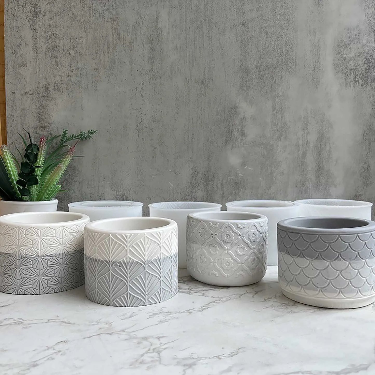 Round Cement Mold Handmade Concrete Succulent Flower Pot Silicone Planter Mould