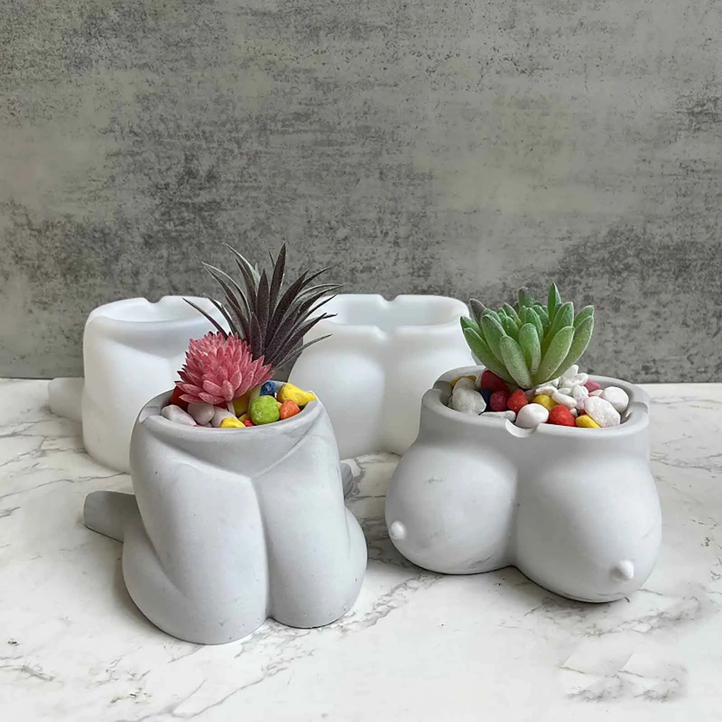 Body Handmade Concrete Flower Pot Silicone Planter Mould Ashtray Cement Mold