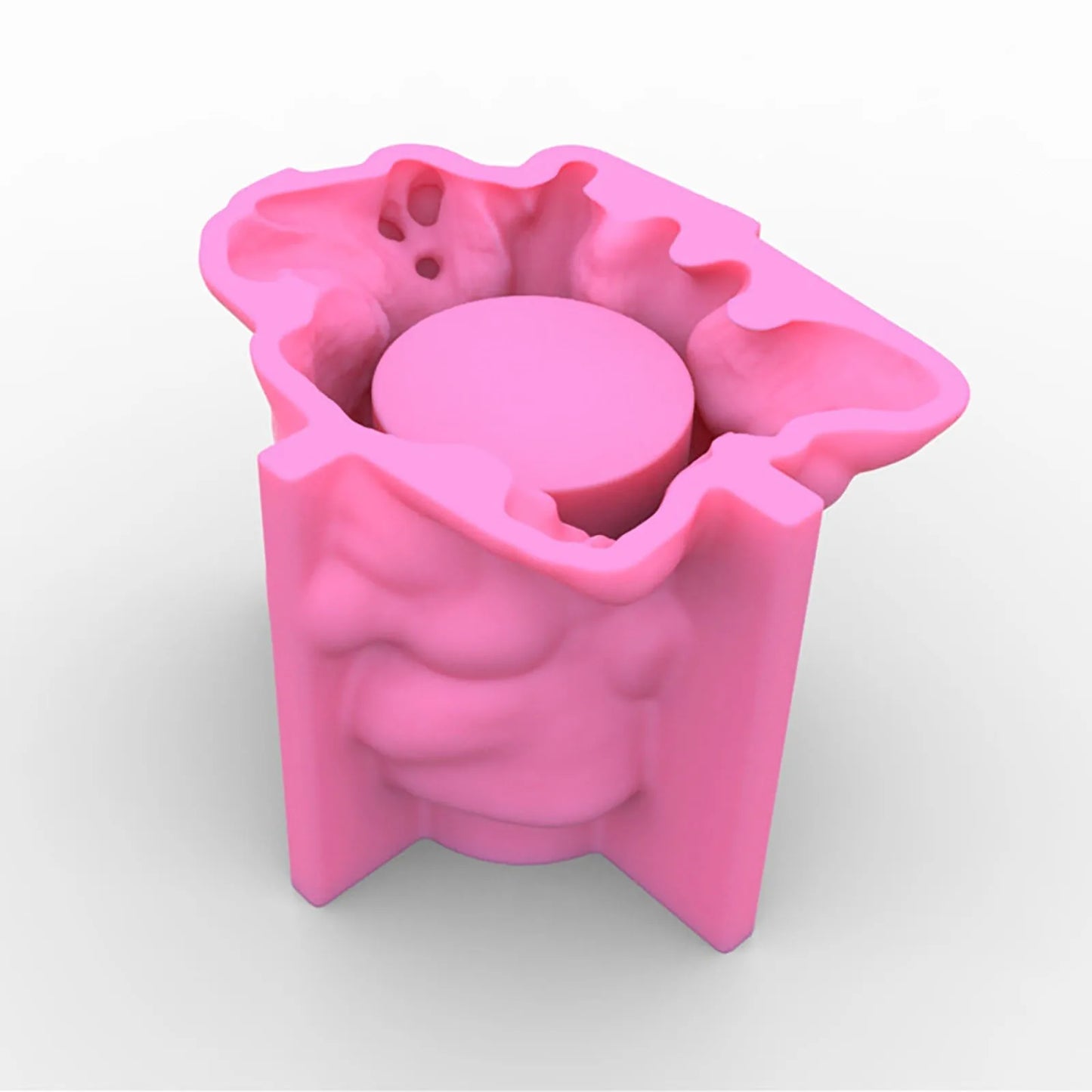 Molde de silicona para maceta de cemento de cara de tocón, maceta de flores de hormigón, molde de arcilla DIY