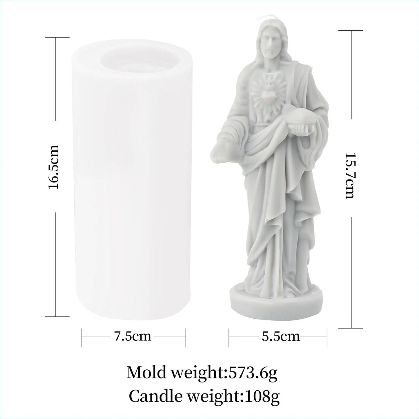 3D Silicone Candle Mold Making Handmade Jesus Soy Wax Soap Epoxy Resin Mould