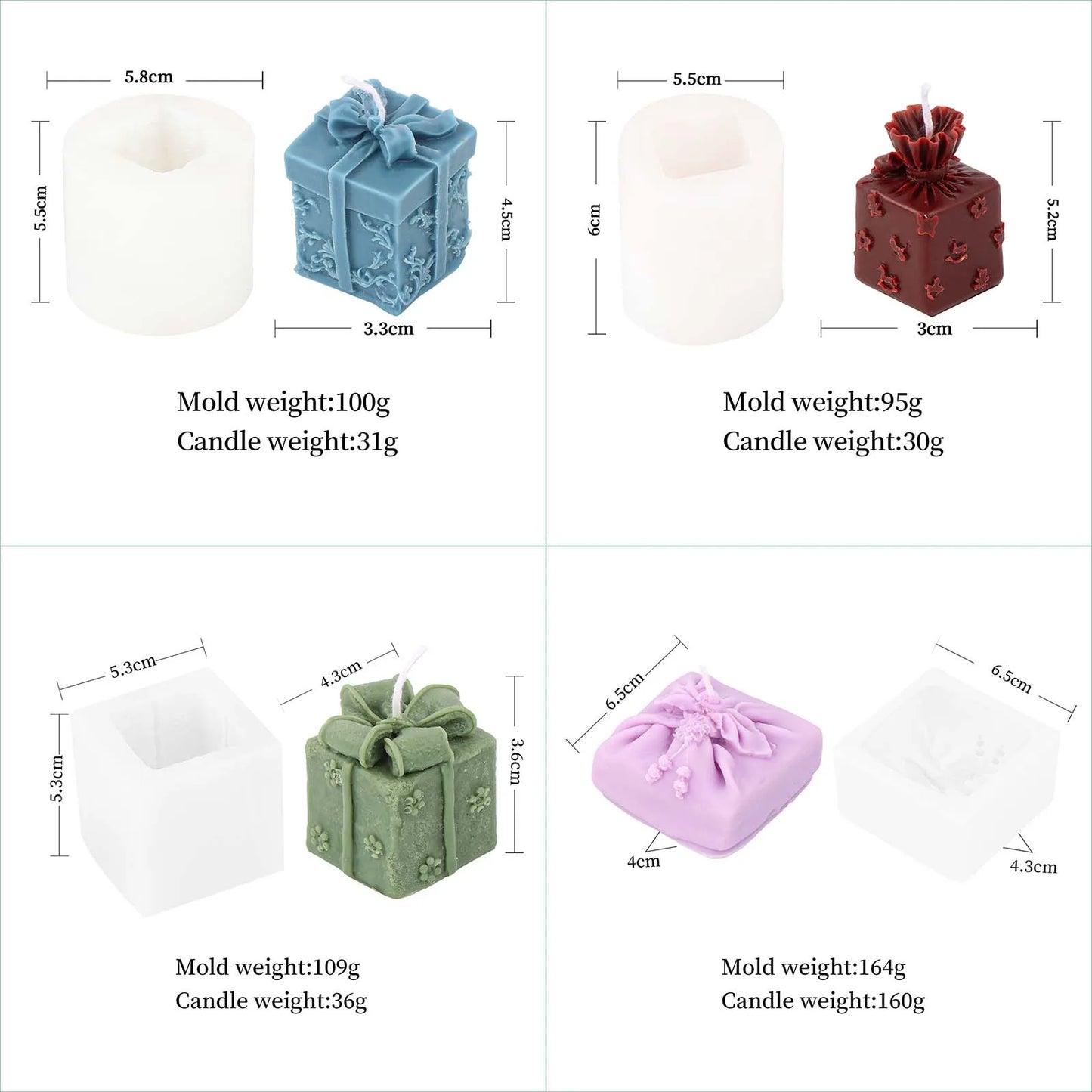 Christmas Bow Gift Box 3D Candle Mold Silicone Soap Making Craft Soy Wax Mould