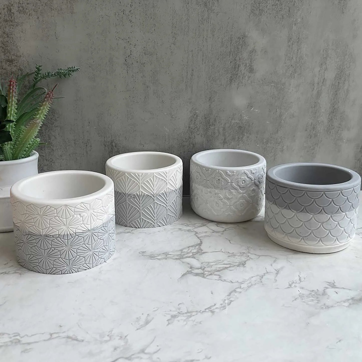 Round Cement Mold Handmade Concrete Succulent Flower Pot Silicone Planter Mould