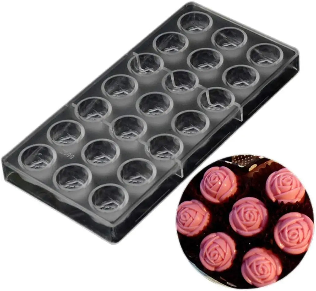 19269 / Molde de chocolate de rosa de plástico duro transparente