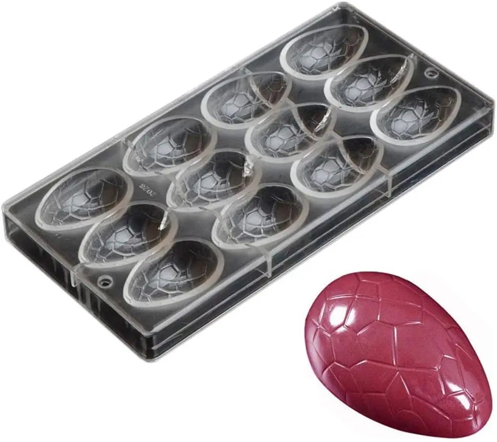 19273 / 12-Cavity Cracked Textured Egg Chocolate Mold – Polycarbonate DIY Easter Candy Mold