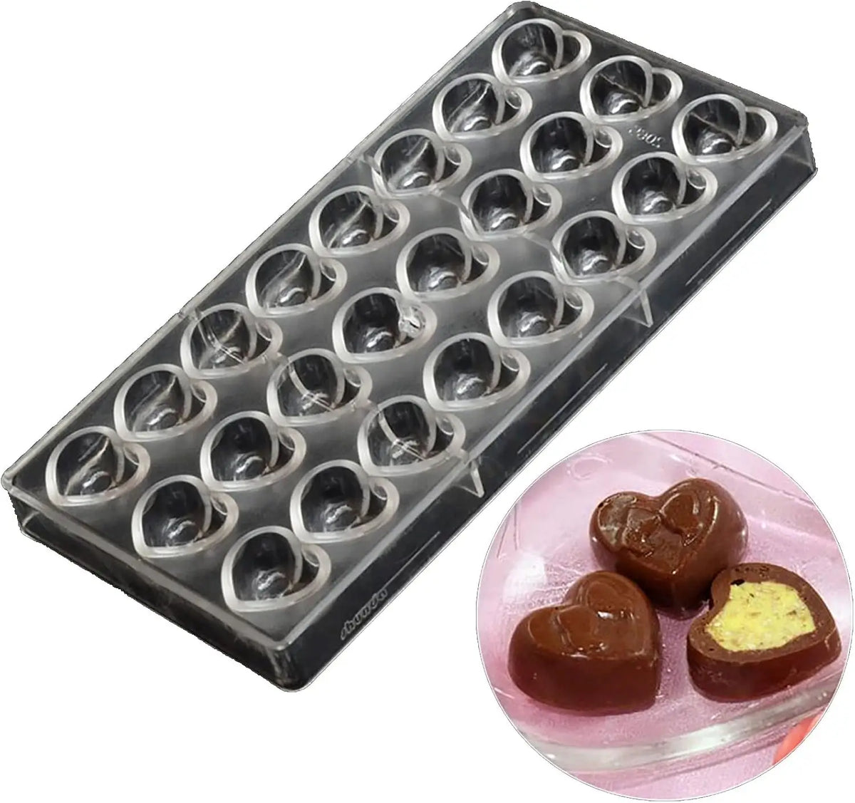 19282 / Heart Chocolate Mold – 21 Cavity DIY Valentine Candy Mold Clear Hard DIY Pastry Baking Tool