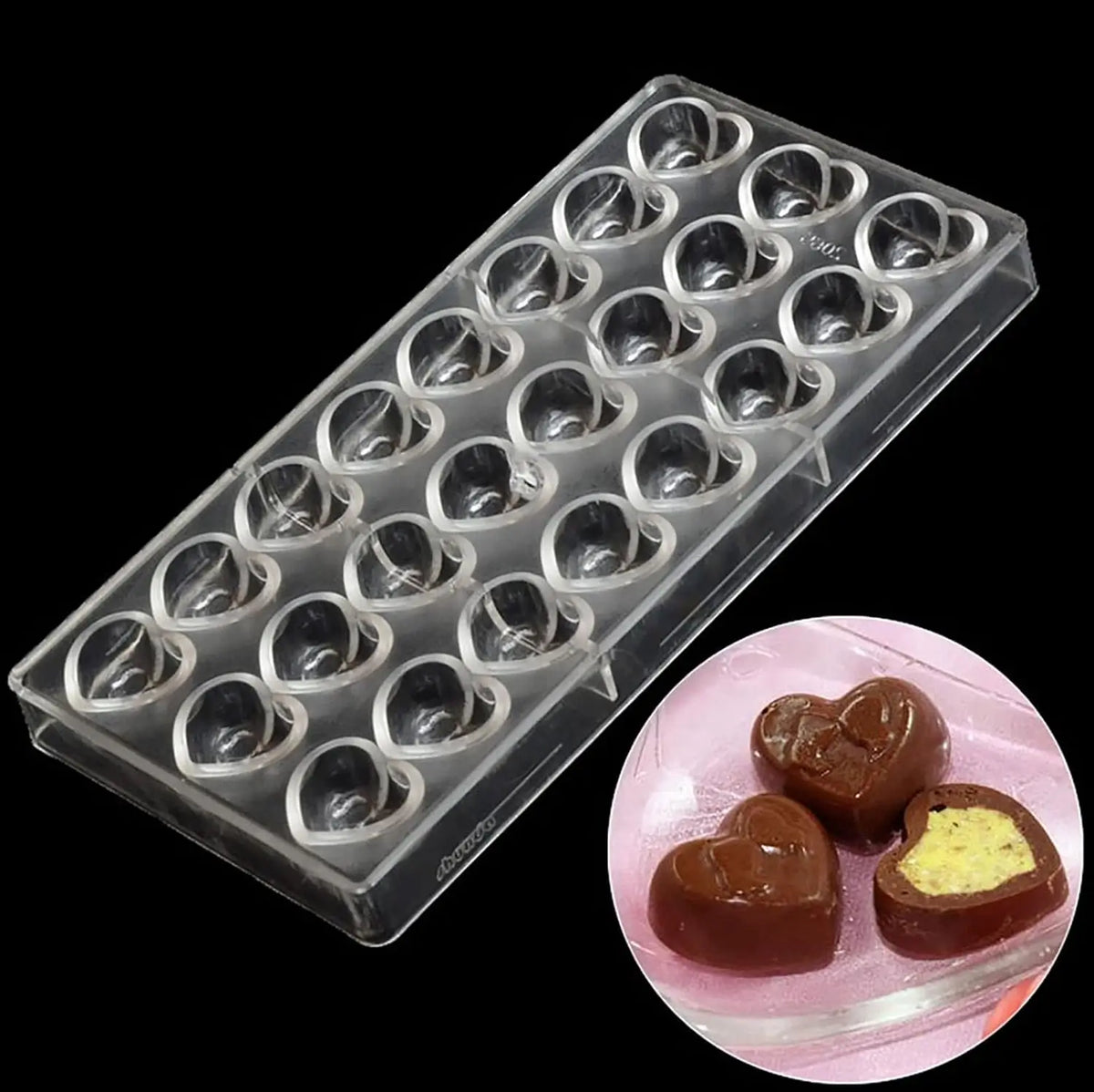 19282 / Heart Chocolate Mold – 21 Cavity DIY Valentine Candy Mold Clear Hard DIY Pastry Baking Tool