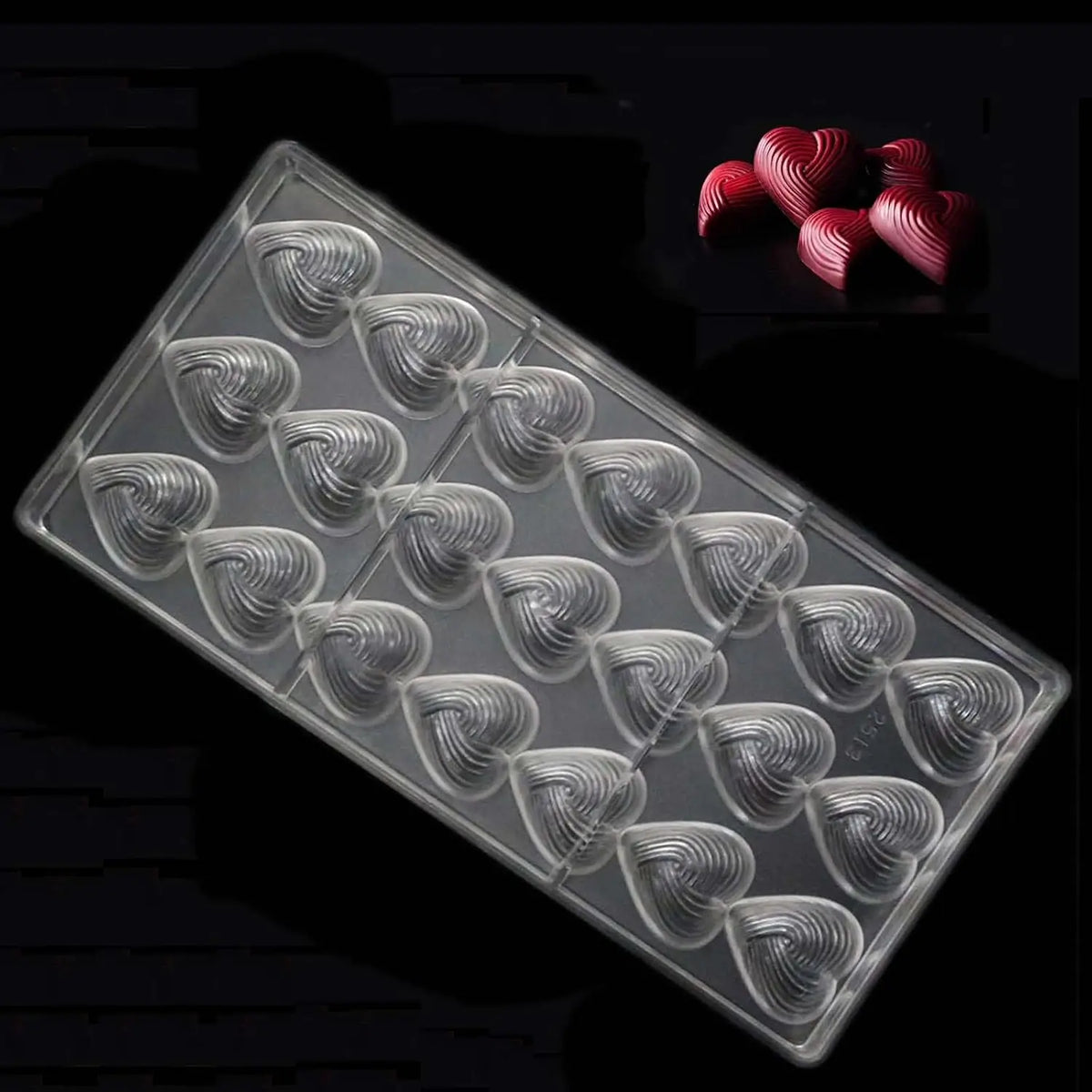 19358 / Small Plastic Heart Mold Thread Heart Shaped For Mother's Day 21 Cavities