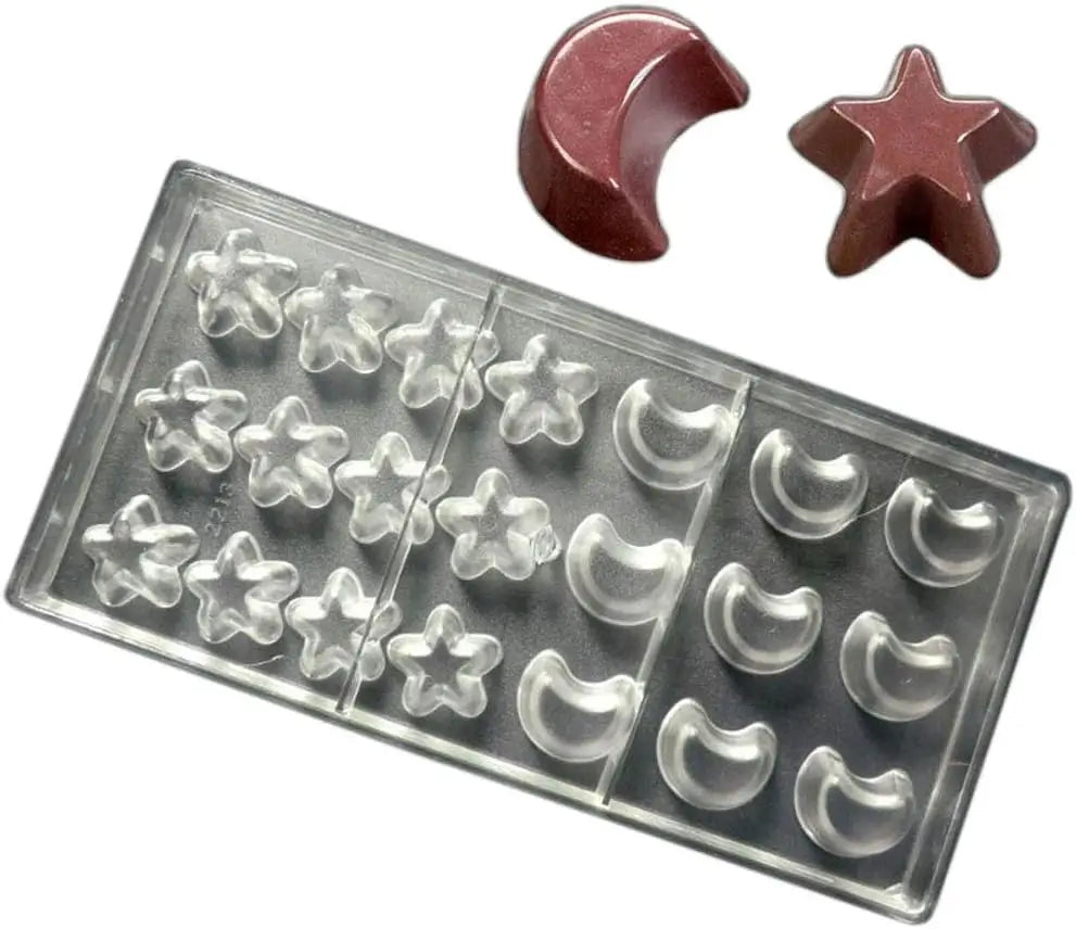 19373 / Star & Moon Chocolate Mold – DIY Small Plastic Celestial Candy Mold
