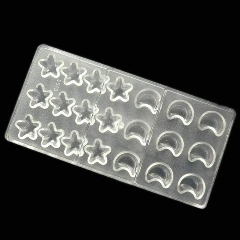 19373 / Star & Moon Chocolate Mold – DIY Small Plastic Celestial Candy Mold