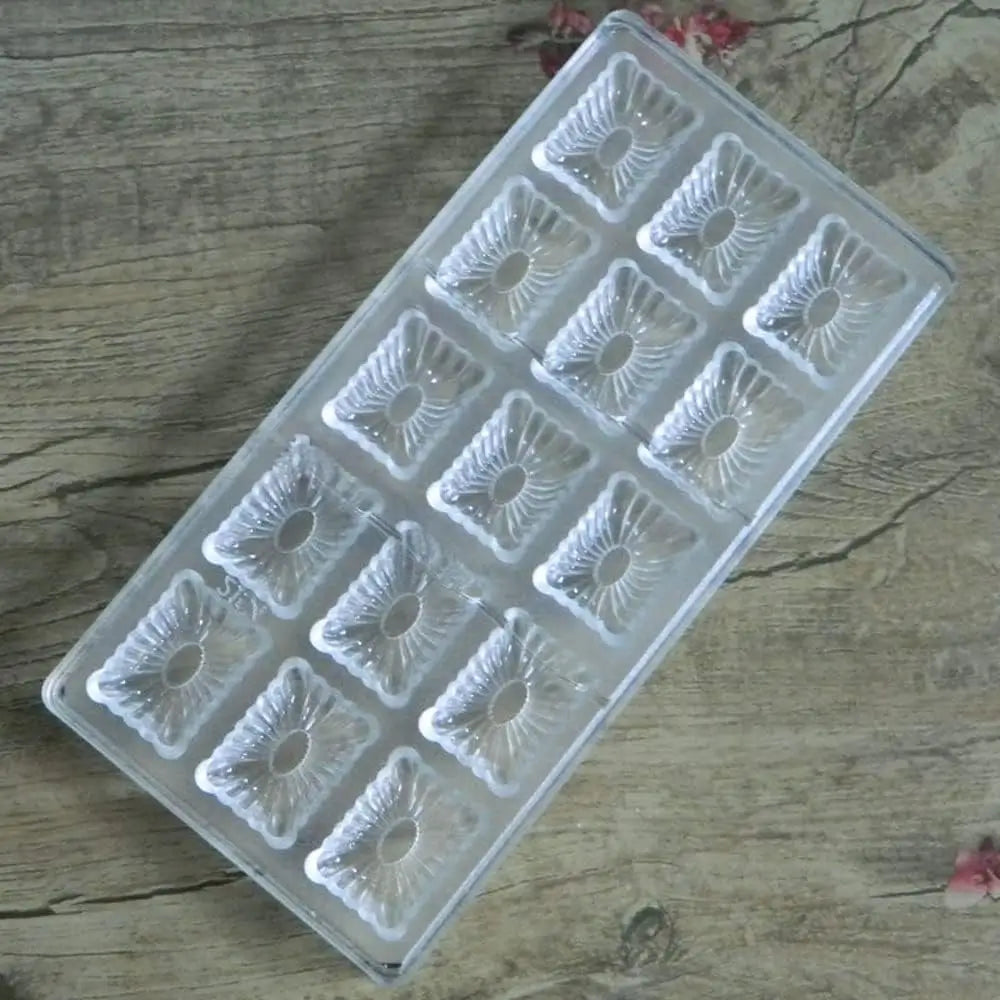 19379 / Large Molds Square Chocolate - 15 Cavity Diy Plastic Candy Mold Fluted