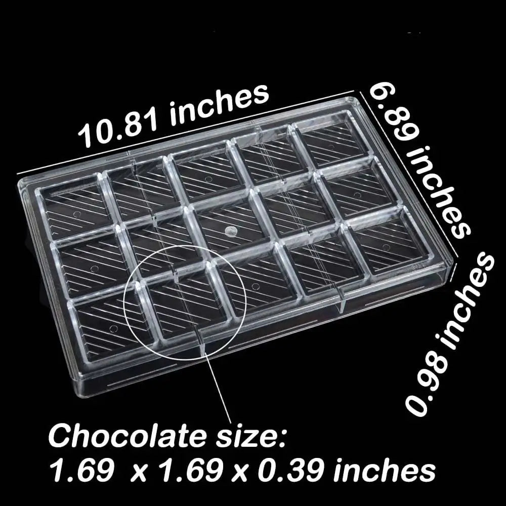 19396 / Geometric Chocolate Molds 15 Cavities Pastry Molds Chocolates Square