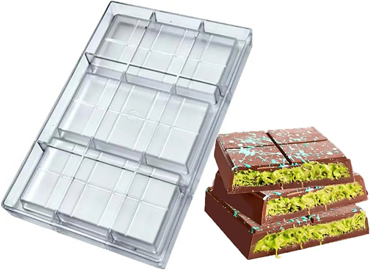 19416 / 3-cavity Bar Breakable Chocolate Bar Mold – DIY Filled Candy Mold