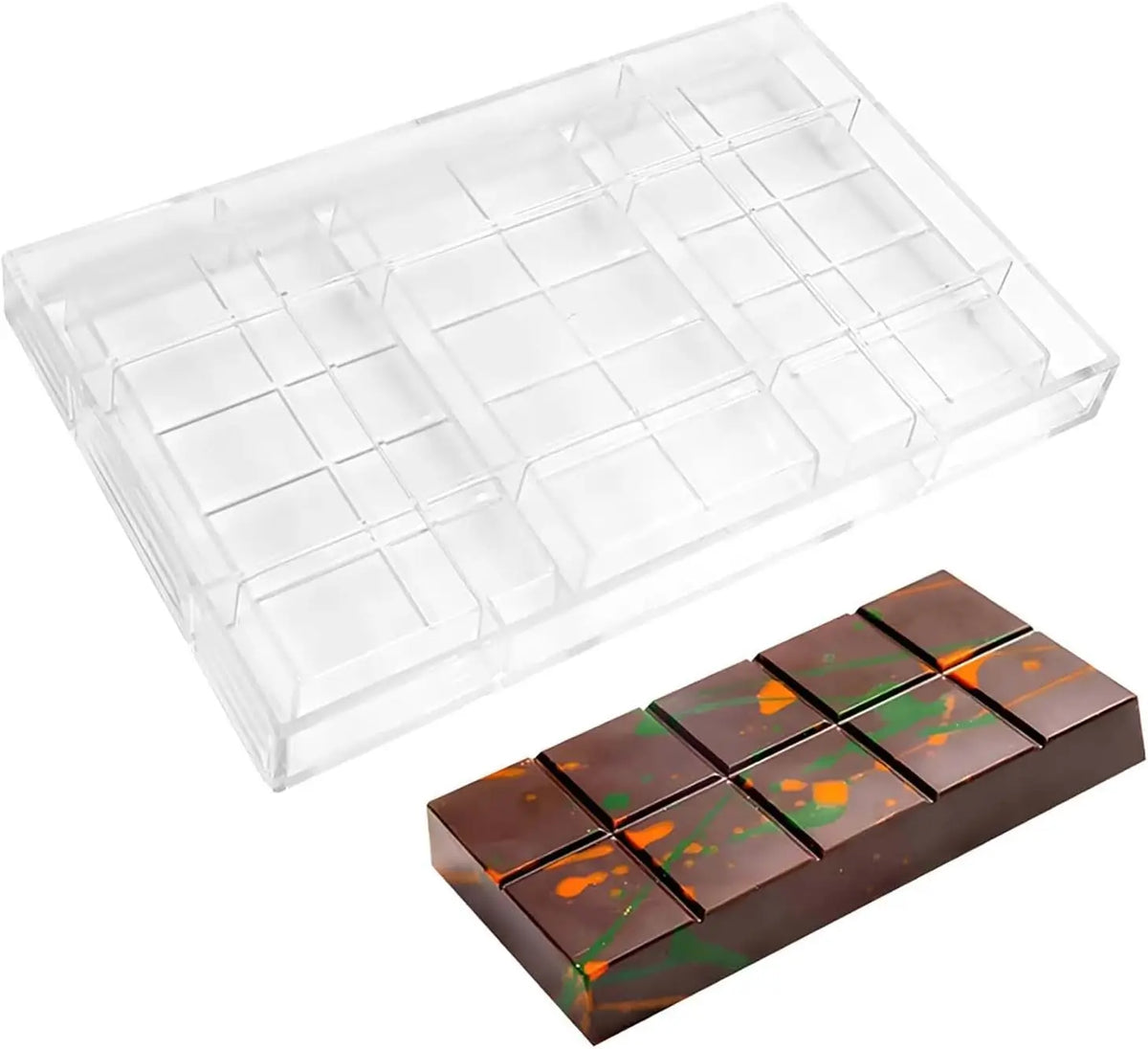 19416 / 3-cavity Bar Breakable Chocolate Bar Mold – DIY Filled Candy Mold
